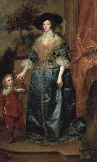 Anthony Van Dyck Henrietta Maria and the dwarf, Sir Jeffrey Hudson, Germany oil painting art